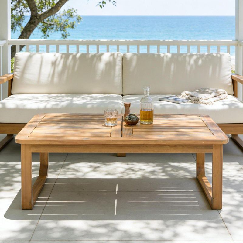 Tables de patio durables, conception moderne en bois d'acacia de 39,96 pouces pour terrasse