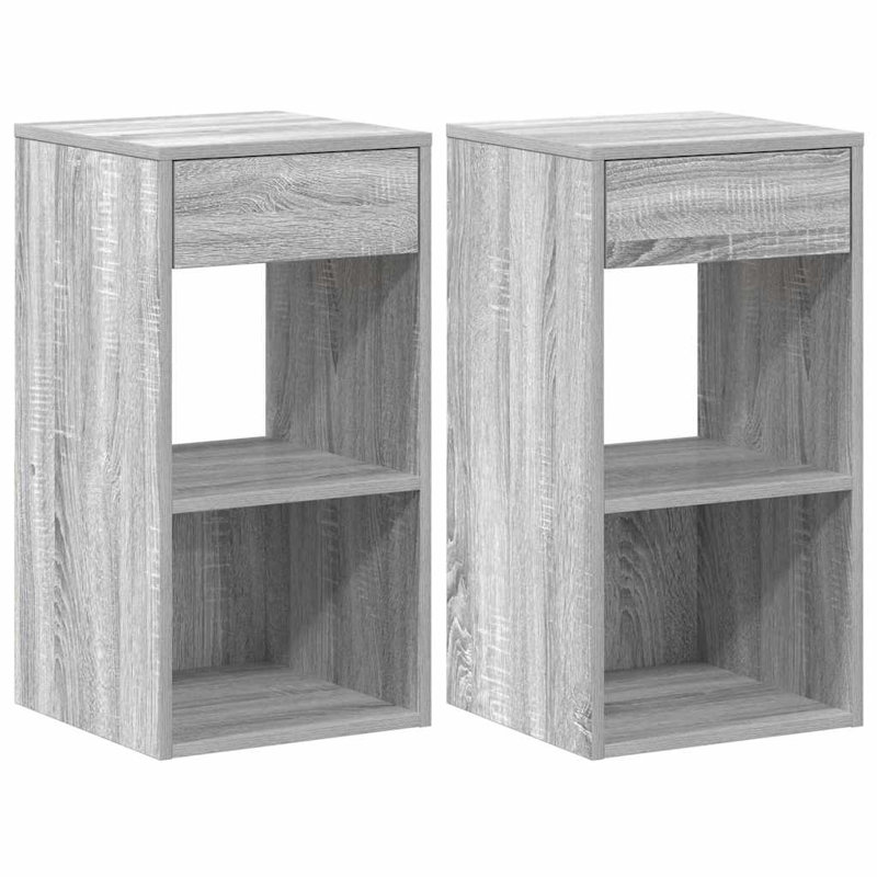 Rontavius 35cm W Manufactured Wood Bedside Table, Grey/Sonoma, Set of 2