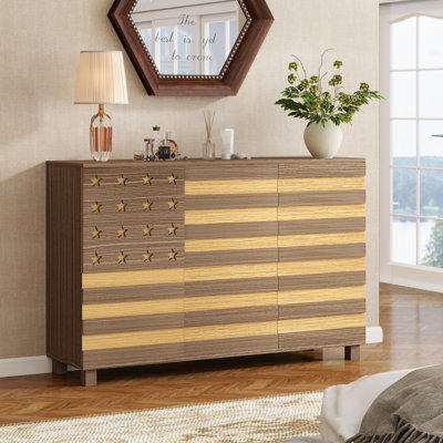 55"Buffet Sideboard Cabinet Storage: Versatile Kitchen Storage Cabinet With Hand Carved Craftsmanship Featuring 2 Drawers And 3 Doors, This Piece Doubles As A Coffee Bar Console With Adjustable Shelve
