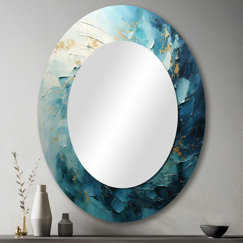 Spirals Celestial I - miroir mural unique en spirale abstraite, 43 po x 33 po, Ovale