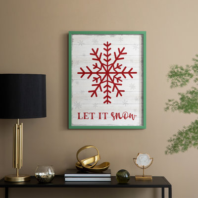 Let It Snow Snowflake Framed Print - Solid Wood