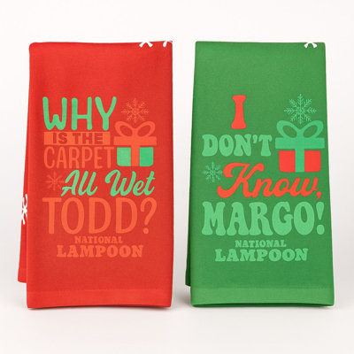 National Lampoon's Christmas Vacation Kitchen Towels Officially Licensed 2 Pack | 16x28 Holiday Dish Towels and Hand Towels | Griswold Christmas Decor White Elephant Gift (Todd / Margo)