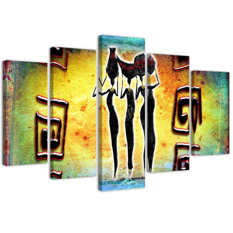 Africa Women Dancing - 5 Piece No Frame Set on Canvas