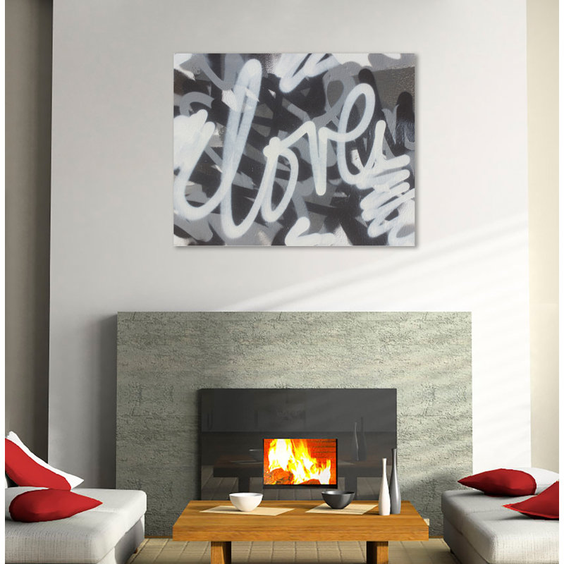 «Black & White Love», toile tendue par Kent Youngstrom, H 16 po x l 20 po x P 1,5 po