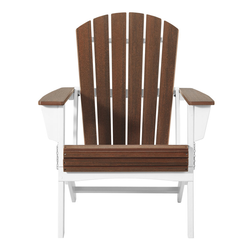 Folding Adirondack Chair, White, Dark Brown/White