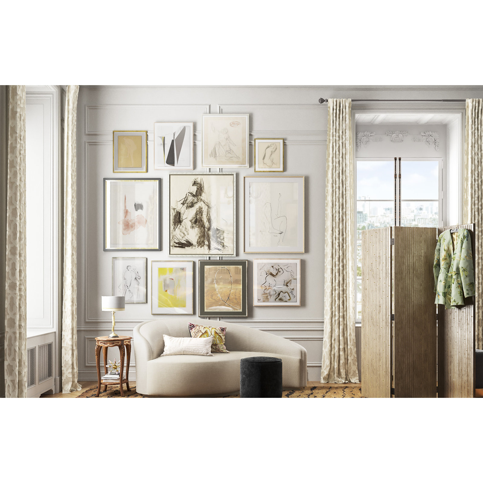 Bangbouh Studio "Ando" Print, Natural, 40" H x 33" W x 2.5" D
