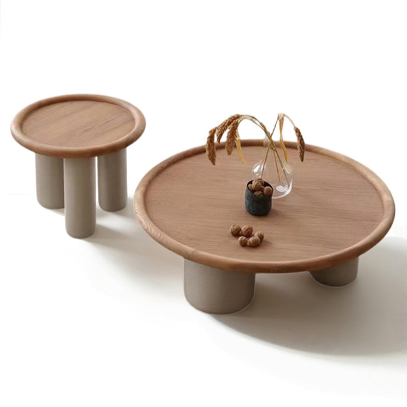 Burlywood Solid wood Round Coffee Table Sets