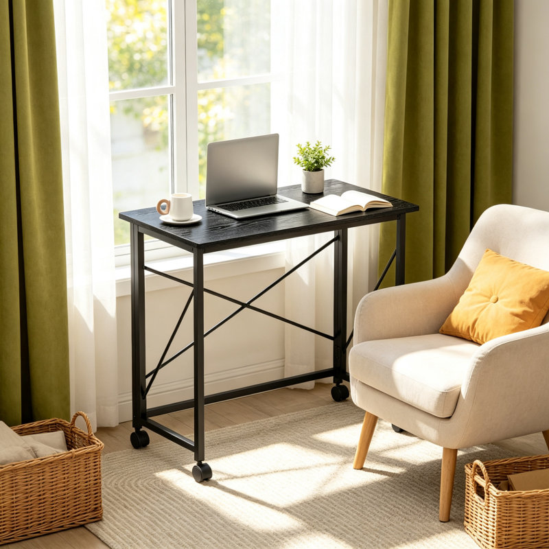 MDF Steel Computer Desk, Black