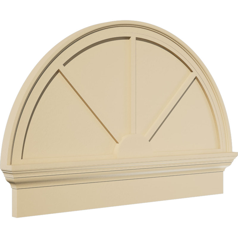 Demi-rond signature fronton en uréthane, brun clair apprêté, 34 po x 23,75 po x 2,75 po, Combinaison, 3 rayons
