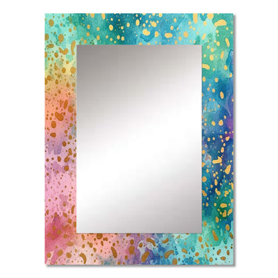 Green and Gold Rhythmic Waters II - Geometric Large Wall Mirror, Modern Unique Mirror, Printed Metal Art