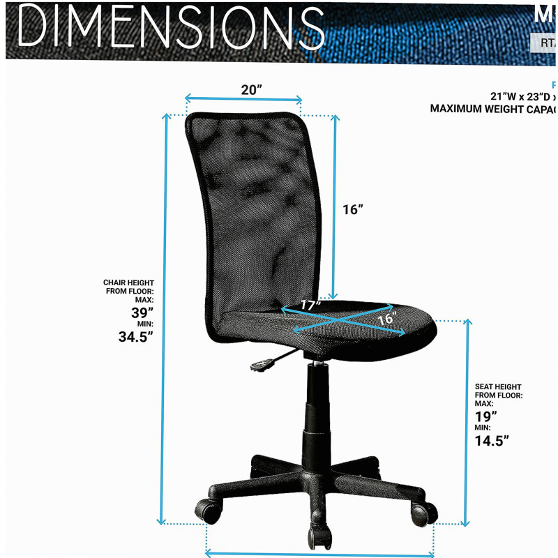 Chaise de bureau en filet mobili, noir