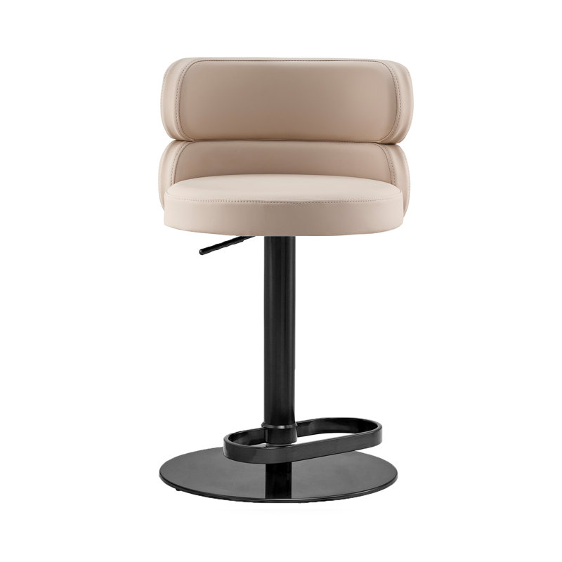 Tabouret de bar et de comptoir pivotant à hauteur ajustable d'inspiration italienne de luxe avec base piédestal en acier inoxydable (ensemble de 1)
