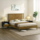 Ethan Solid Wood Platform Bed with Headboard, Rustic Bed Frame