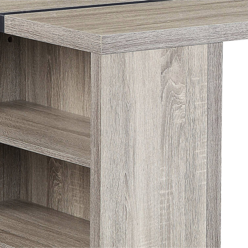 Table contemporaine contemporaine en chêne gris et noir, rectangulaire avec des pieds en métal robustes Options de rangement
