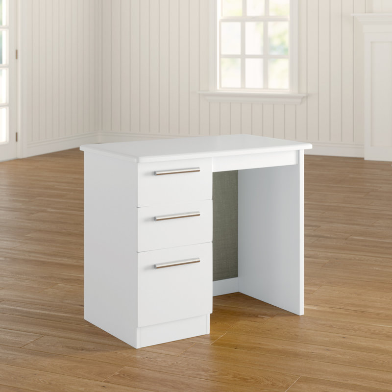 Fully Assembled Yvette Desk, 79.5cm H x 93cm W x 41.5cm D, White, White