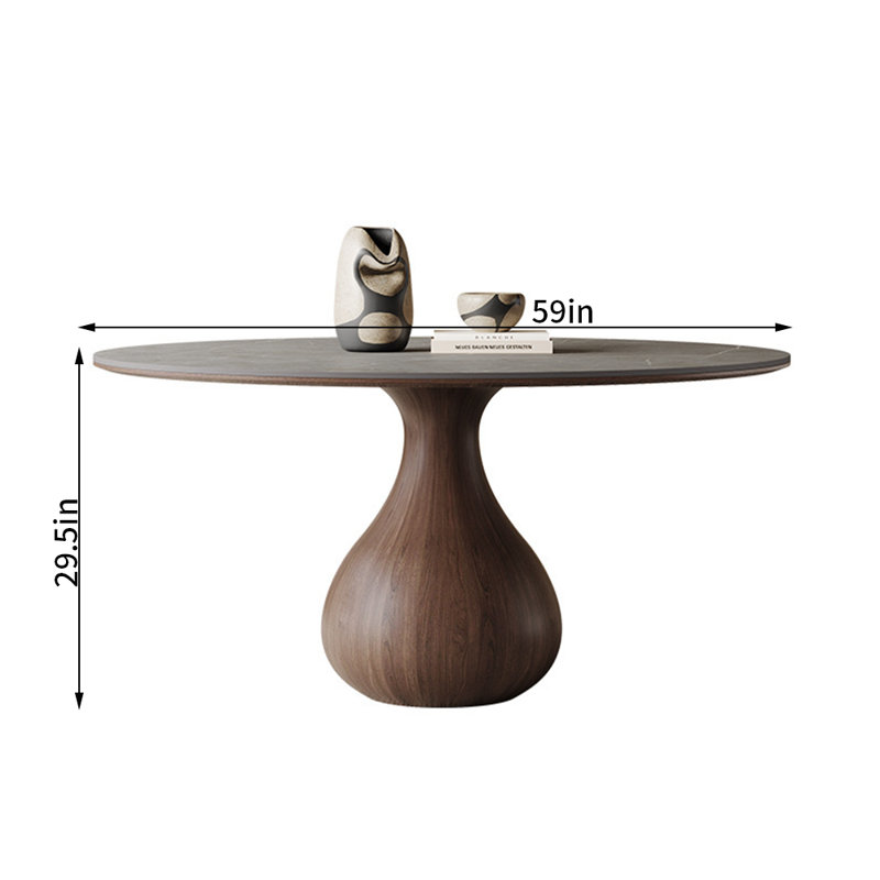 Table de salle à manger ronde en tanan, H 29,5 po x L 59 po x l 59 po