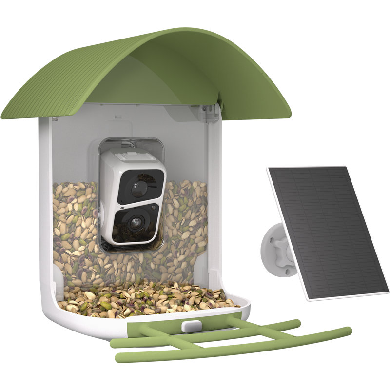Mangeoire d'oiseaux avec caméra avec panneau d'identification artificielle des oiseaux, maison d'oiseaux intelligente avec caméra, cadeau pour la fête des pères