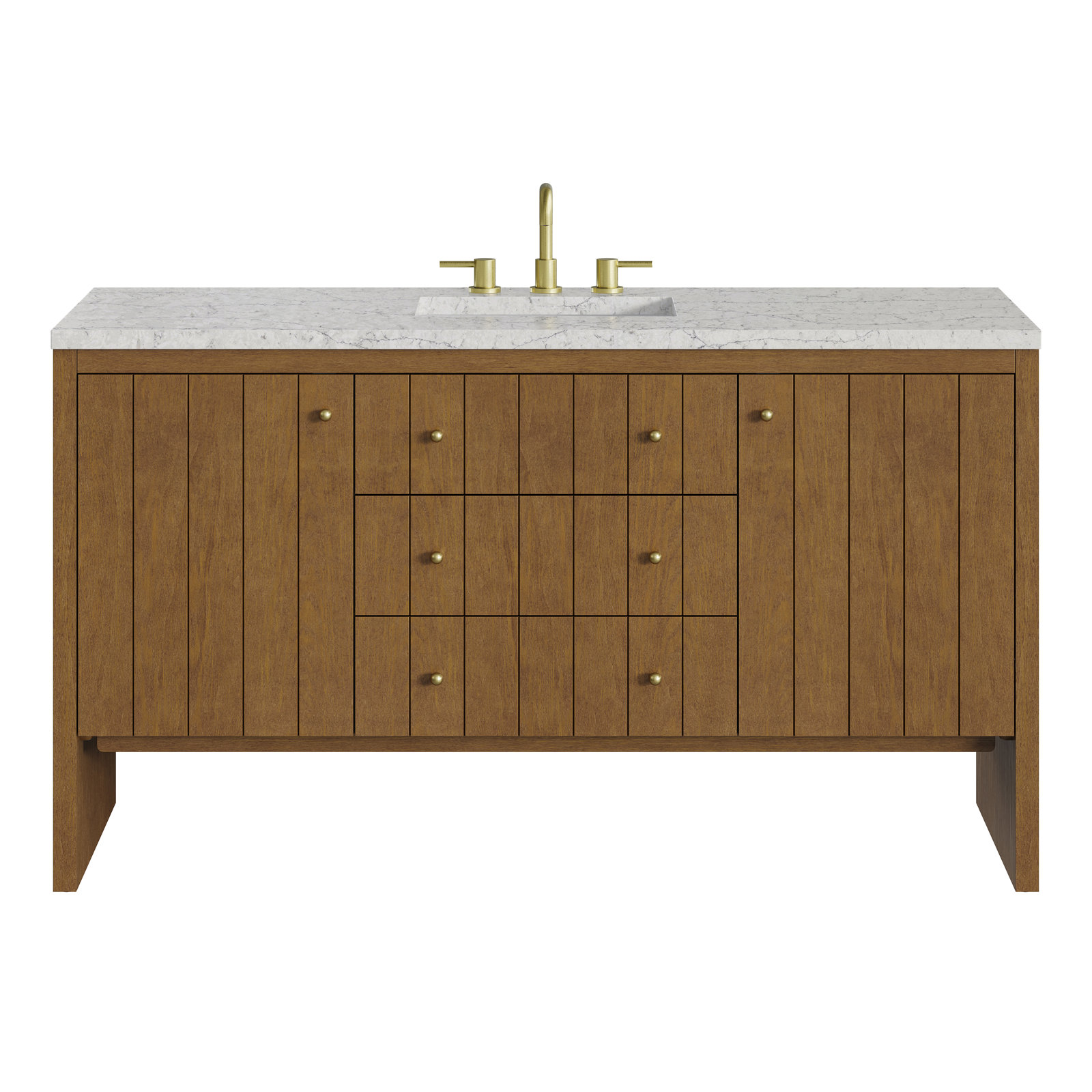 Hudson 60'' Single Bathroom Vanity, Lime Delight, 8" Widespread, Honey Brown