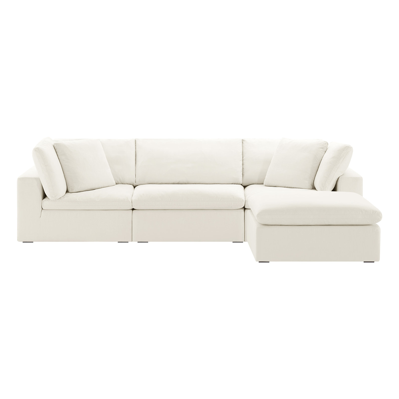 Calana Modular Sectional, 4 Piece (2 Corner, 1 Armless, 1 Ottoman), Flannigan Cotton