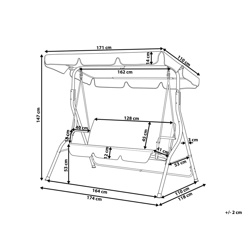 Aeliana 3 Person Porch Swing with Canopy