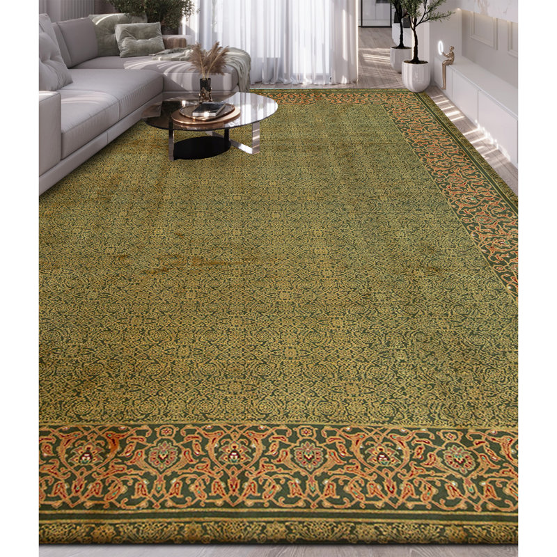 Tapis rectangulaire en laine noué à la main