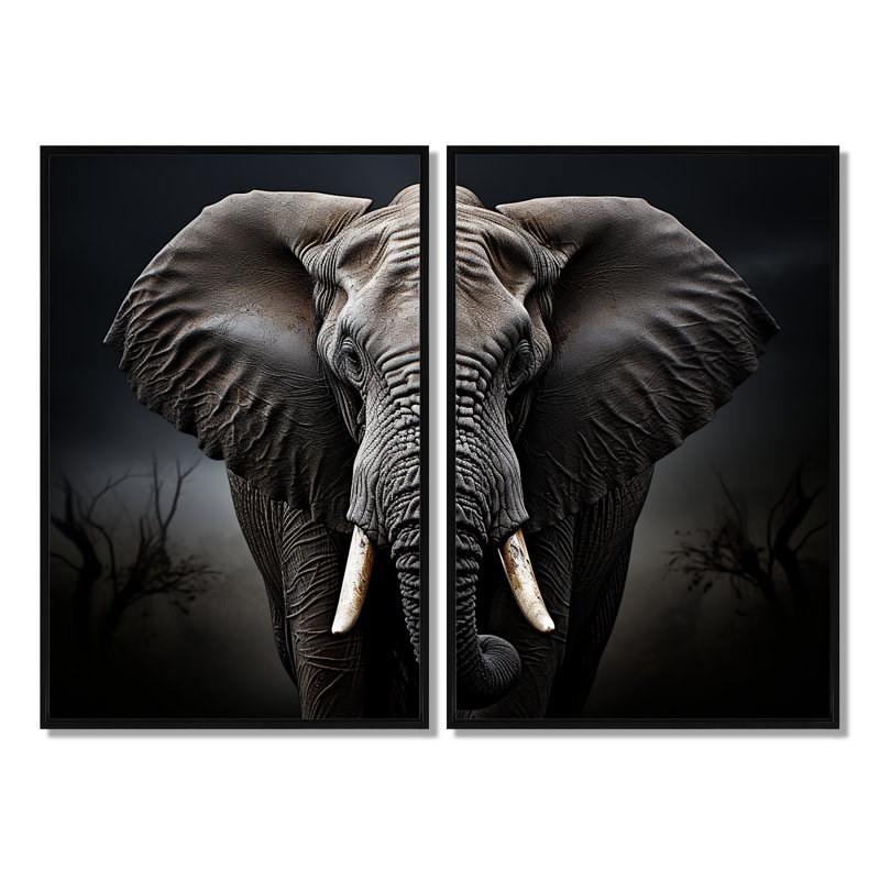 Éléphant Silent Majesty III - animaux, ensemble d'éléphants, ensemble de 2, Black, 36" H x 48" W