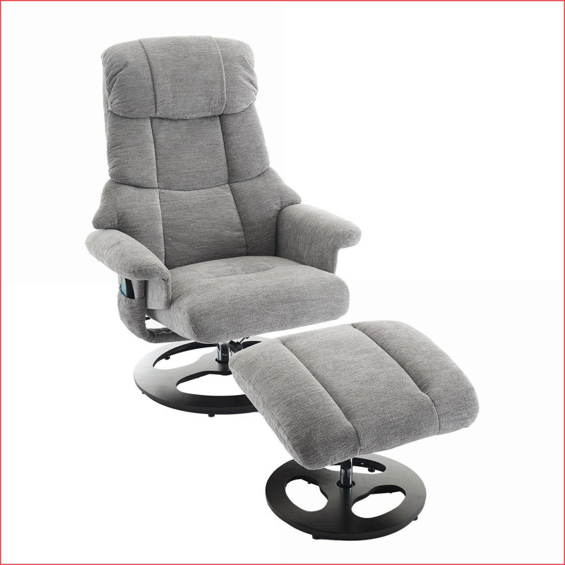 Fauteuils inclinables, fauteuil inclinable pivotant à 360 ° avec repose-pieds, massage à 5 points et amp; Chauffage, gris ardoise | Tissu chenille