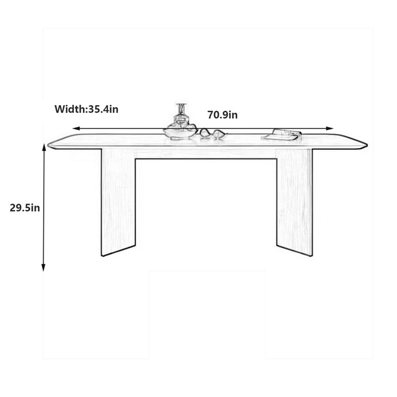 Table de salle à manger rétro de style rétro en noyer, H 29,5 po x L 70,9 po x l 35,4 po