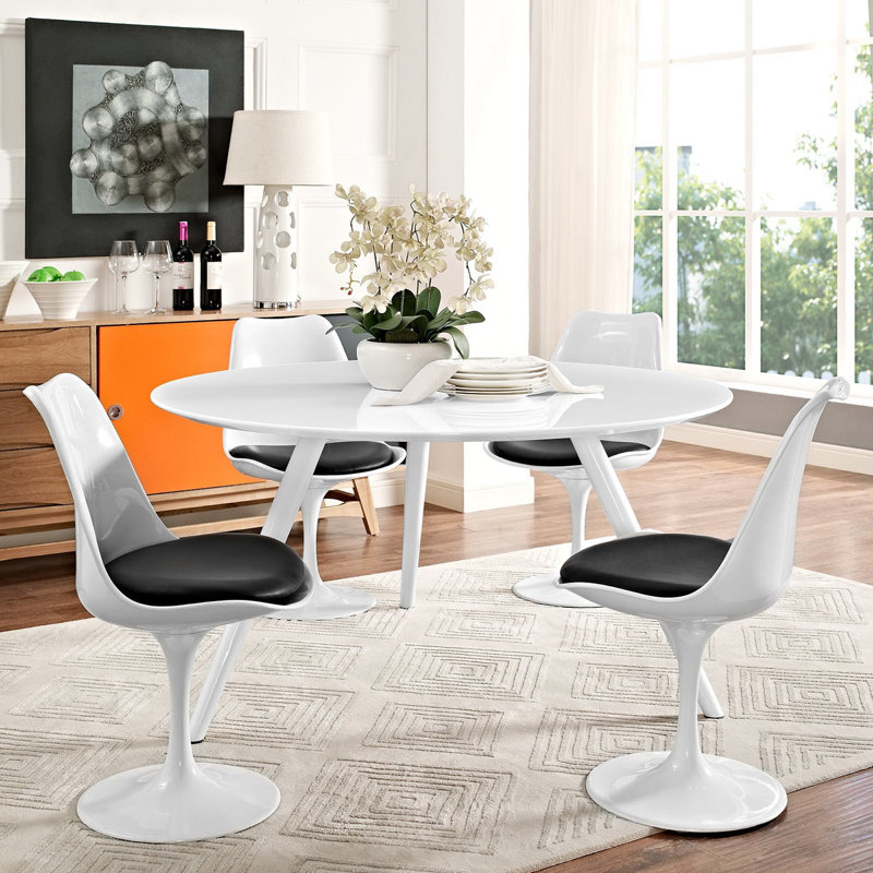 Table de salle à manger Lippa, H 29,5 po x L 54 po x l 54 po, Blanc