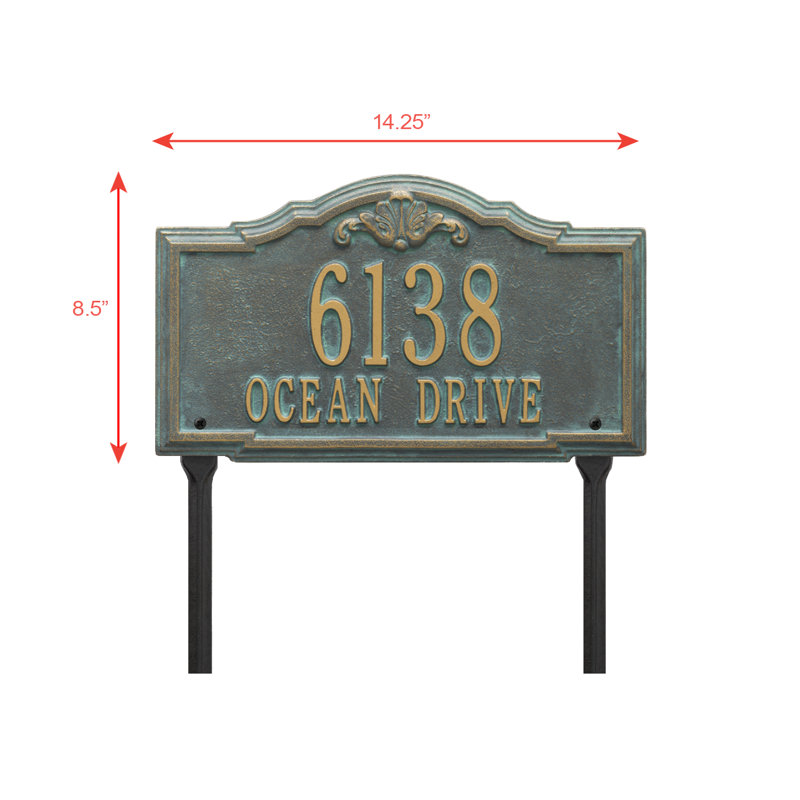 Gatewood Personalized Standard 2-Line Lawn Address Sign, Bronze/Verdigris, Yes