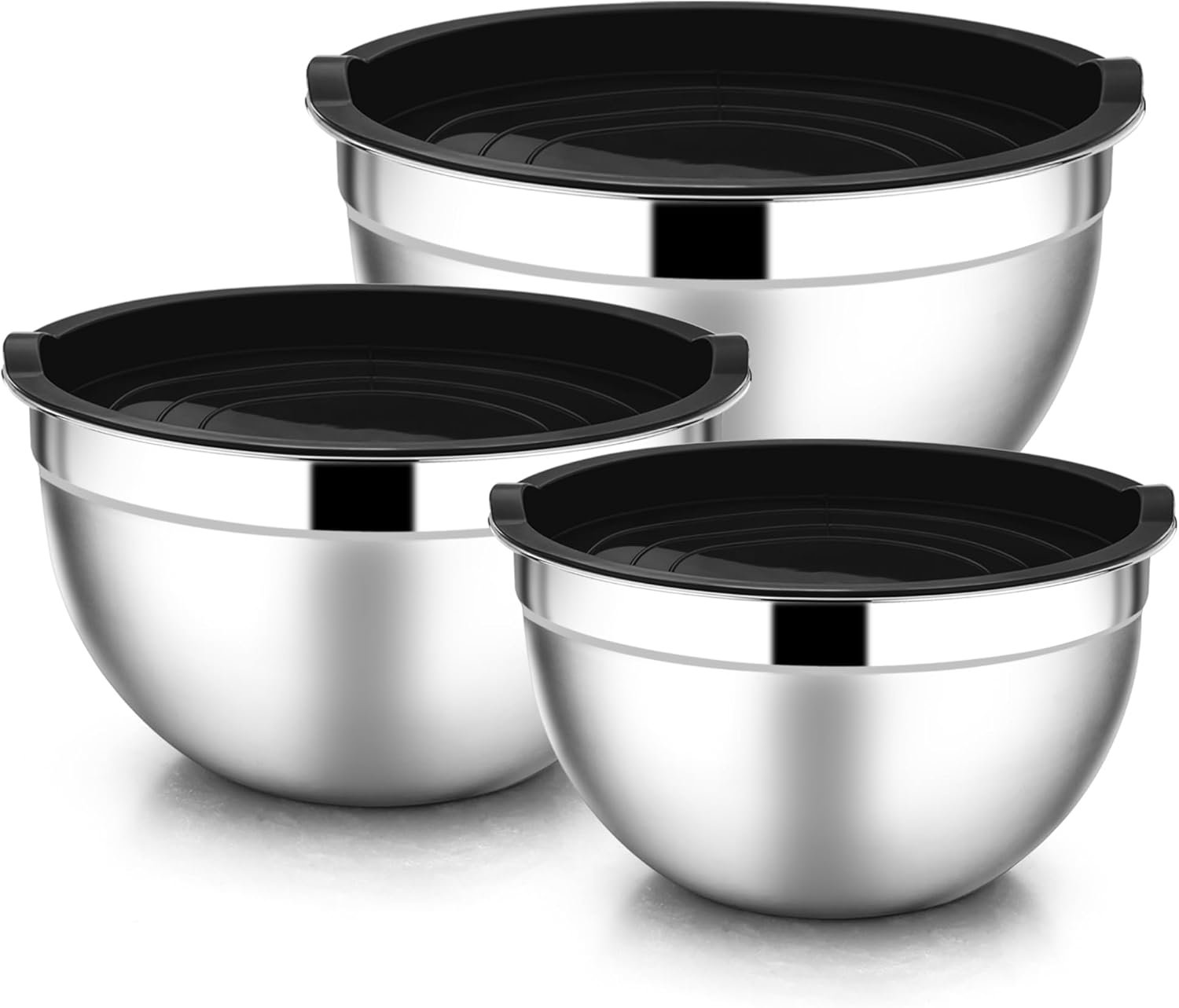6-piece Stainless Steel Mixing Bowl Set With Airtight Lids