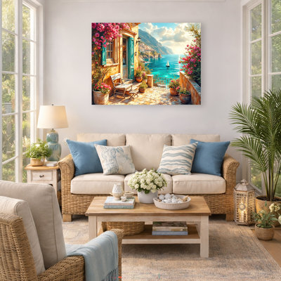Mediterranean Balcony Wrapped Canvas Wall Art
