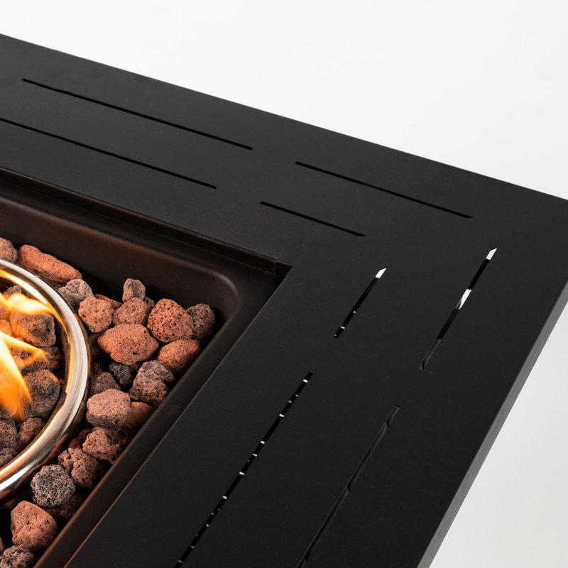 Square Heating Fire Pit Table 28Inch, Pe Body, Suitable For Propane/Liquefied Petroleum Gas 28Inch Table, Steel Frame & Top, Gas, 40000Btu