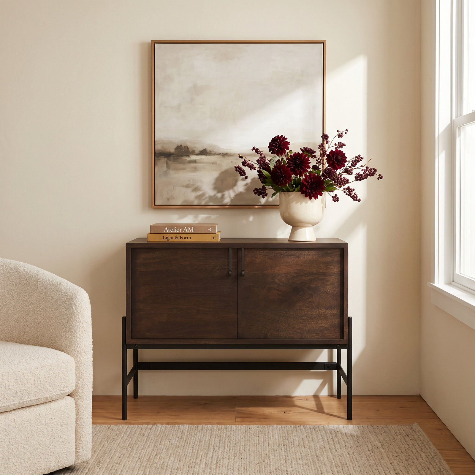 2-Door Mango Wood Accent Cabinet