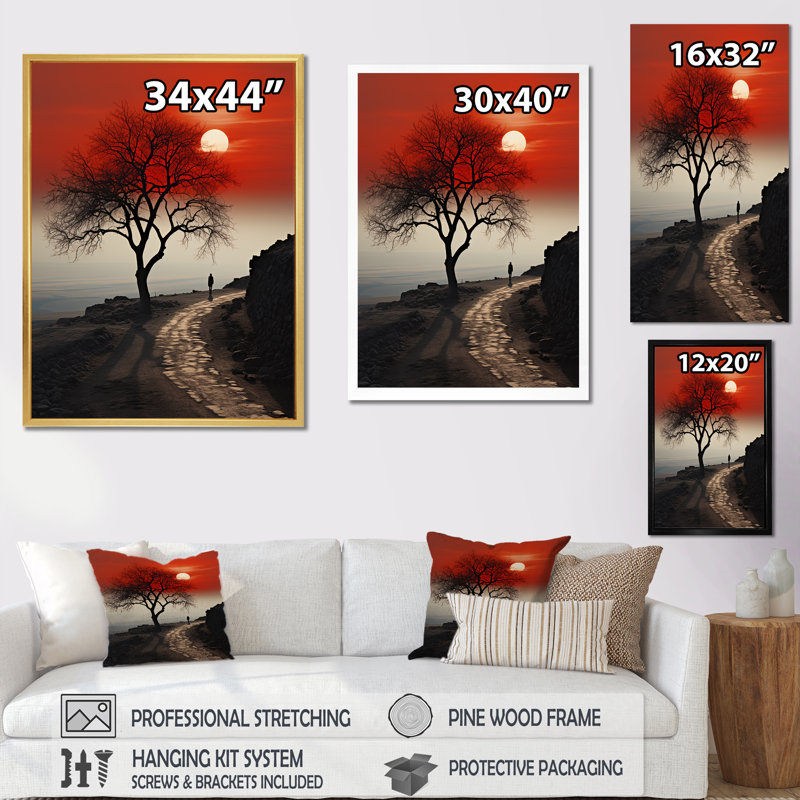 " Tree Lined Dreams ", 32" H x 16" W x 1" D, Black Floater Framed