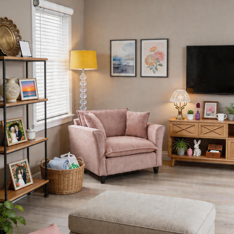 Fauteuil d'appoint en chenille, Rose