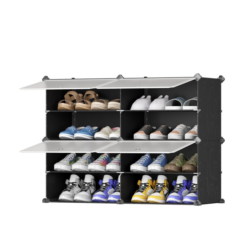 8 Pair Shoe Storage Cabinet, Black