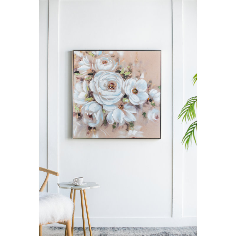Olive Square Framed Flower Canvas Wall Art