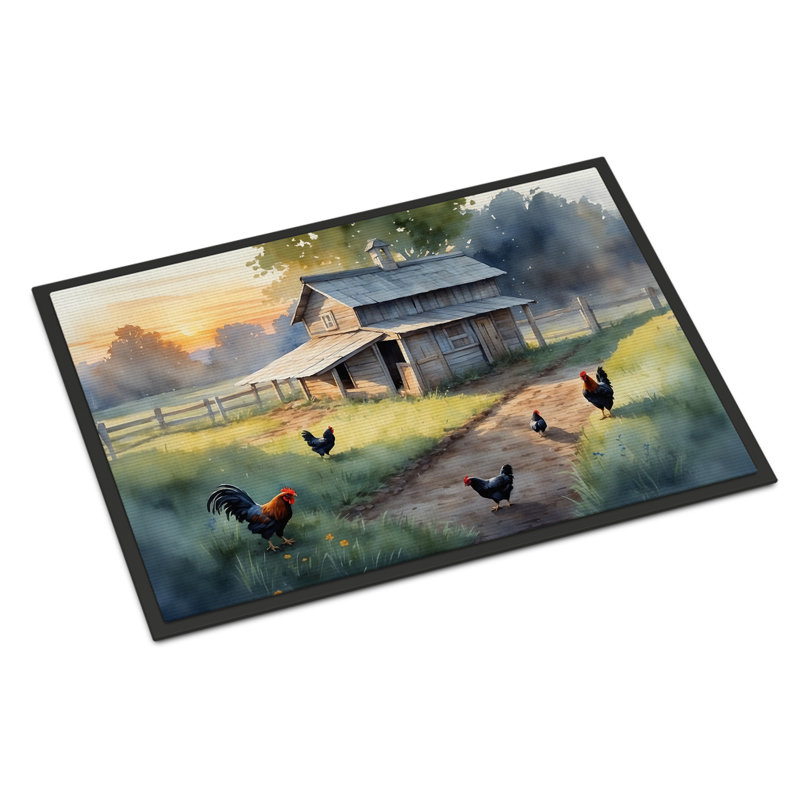 Chicken Coop at Dawn Doormat, 24" W x 36" L
