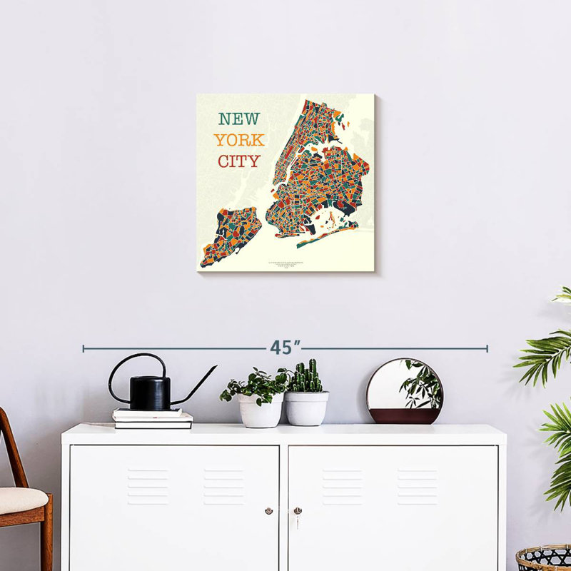 Carte de New York, H 20 po x l 20 po