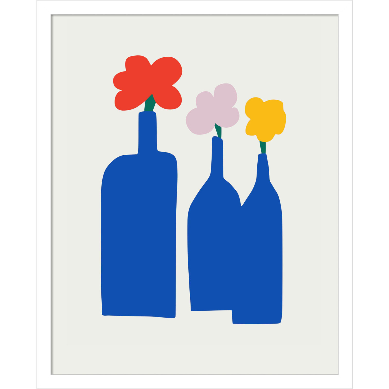Blue Bottle Vase Print by Little Dean, White, 21" H x 17" W
