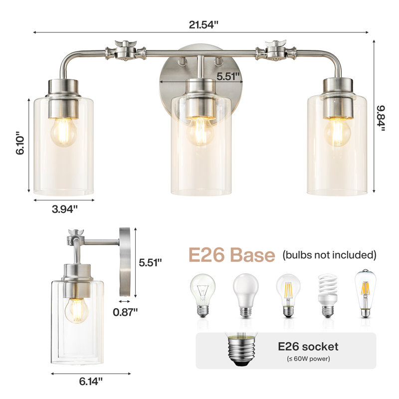 3-Light Vanity Light with Adjustable Pivot Joint