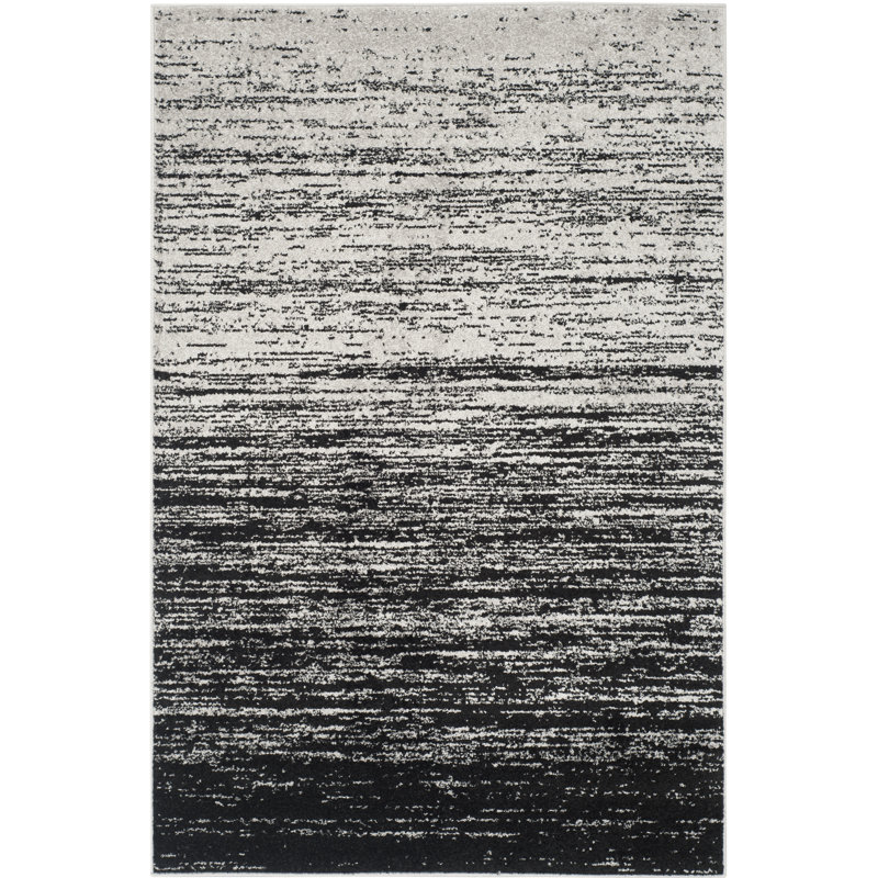 Tapis argenté / noir Atziri Costa Mesa, Rectangle 2 pi 6 po x 22 pi
