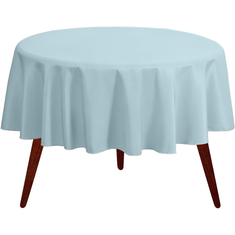 Ambee Round No Pattern Polyester Tablecloth, 70" Round, Baby Blue