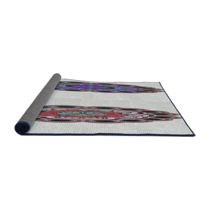 Tapis bleu/noir/rouge à tisser électrique, Rond 5 pi