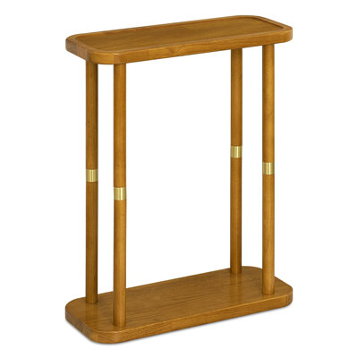 2-Tier Solid Wood Slim End Table for Small Spaces