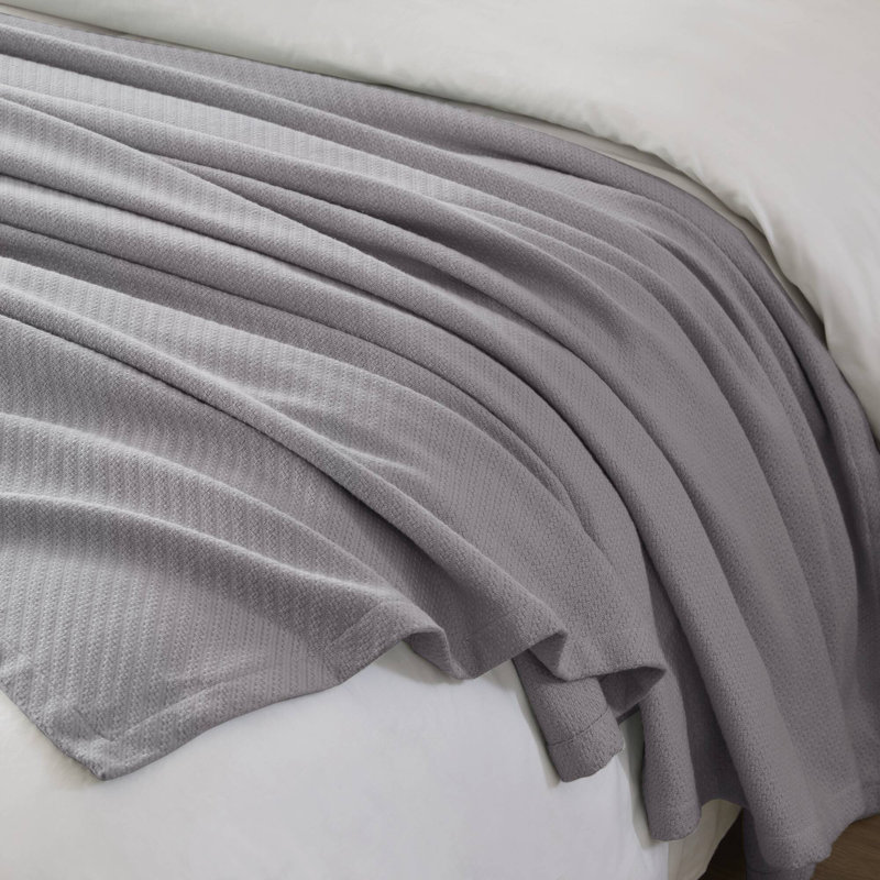 Couverture tissée en coton liquide respirant, Très grand lit, Gris