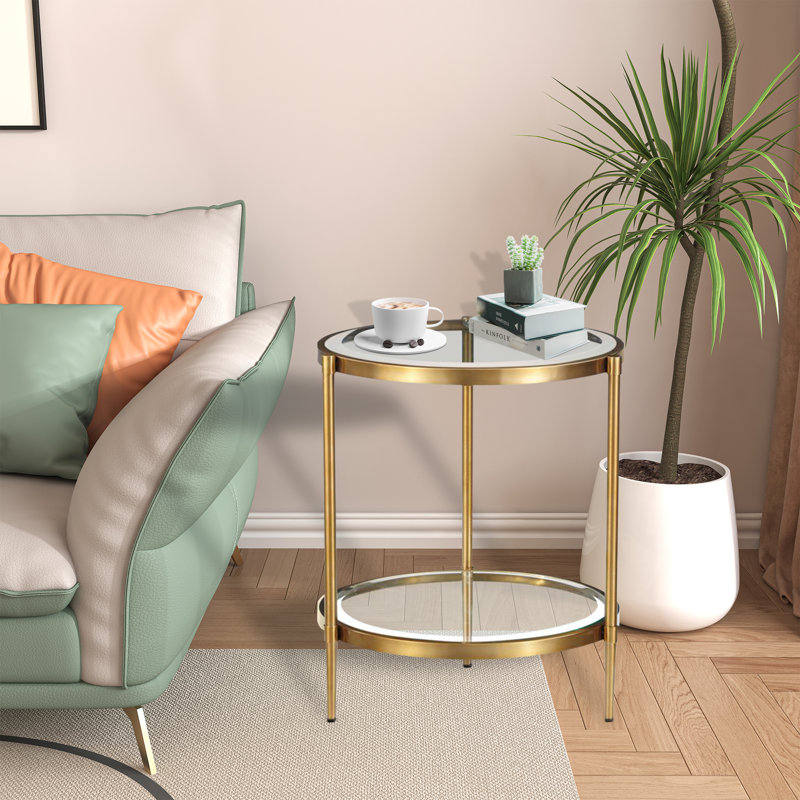 Nathalia Small Round End Table, Gold