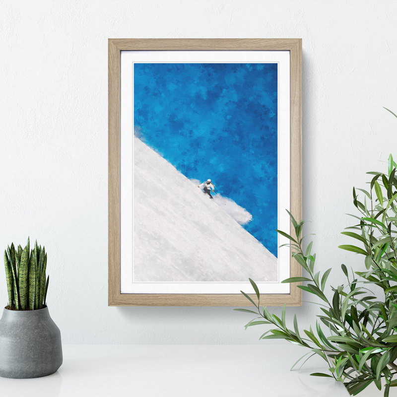 Skiing Vol.1 - Picture Frame Graphic Art, 36cm H x 27cm W x 2cm D, Oak Framed