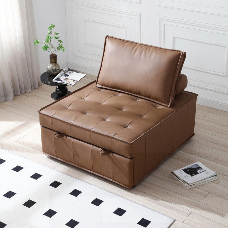 Repose-pieds multi-usages en similicuir, Brun